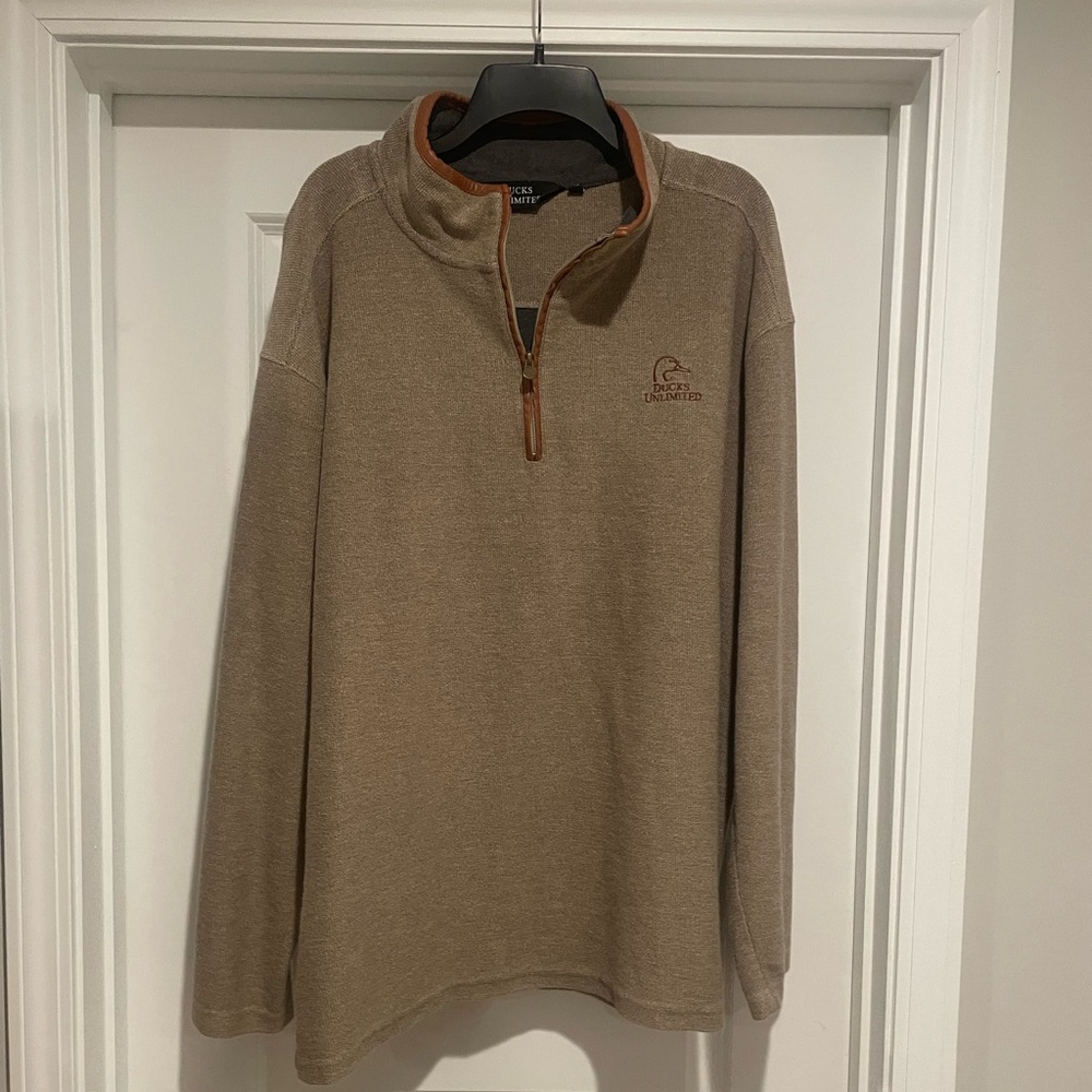 Ducks Unlimited Tan Quarter Zip, XXL